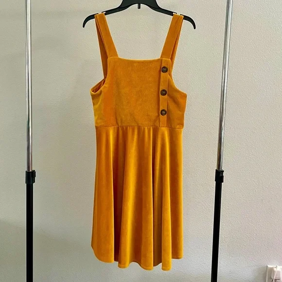 Knitworks XXL-plus gold mustard dress minimal 70s corduroy spring summer - Picture 2 of 13